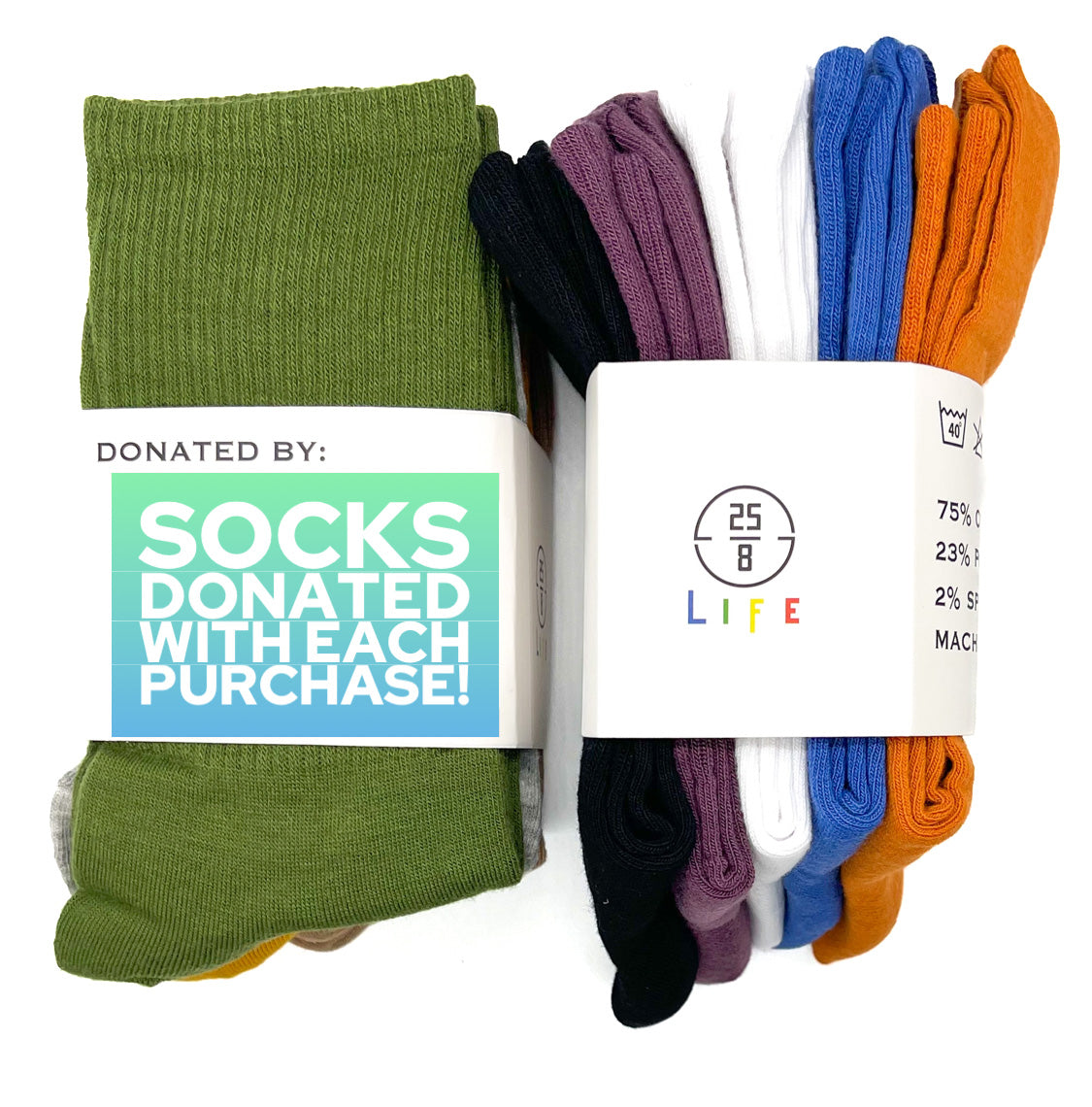 4 Pack 25/8 LIFE Crew Socks