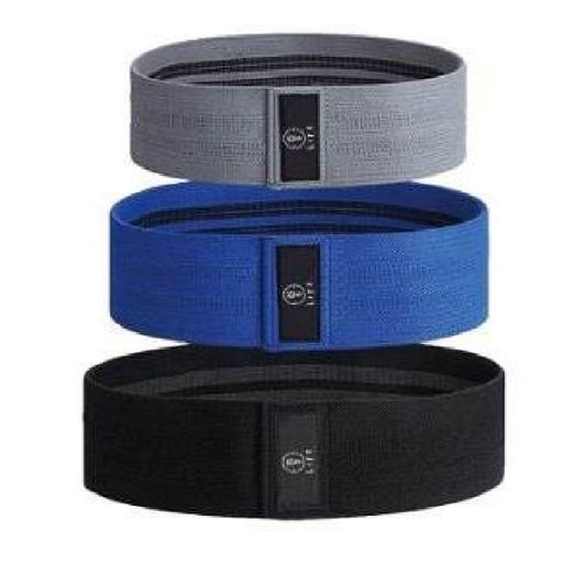 25/8 Life Non Slip Resistance Bands for Legs and Butt with Carrying Bag and Workout Guide (Black/Blue/Gray Set)