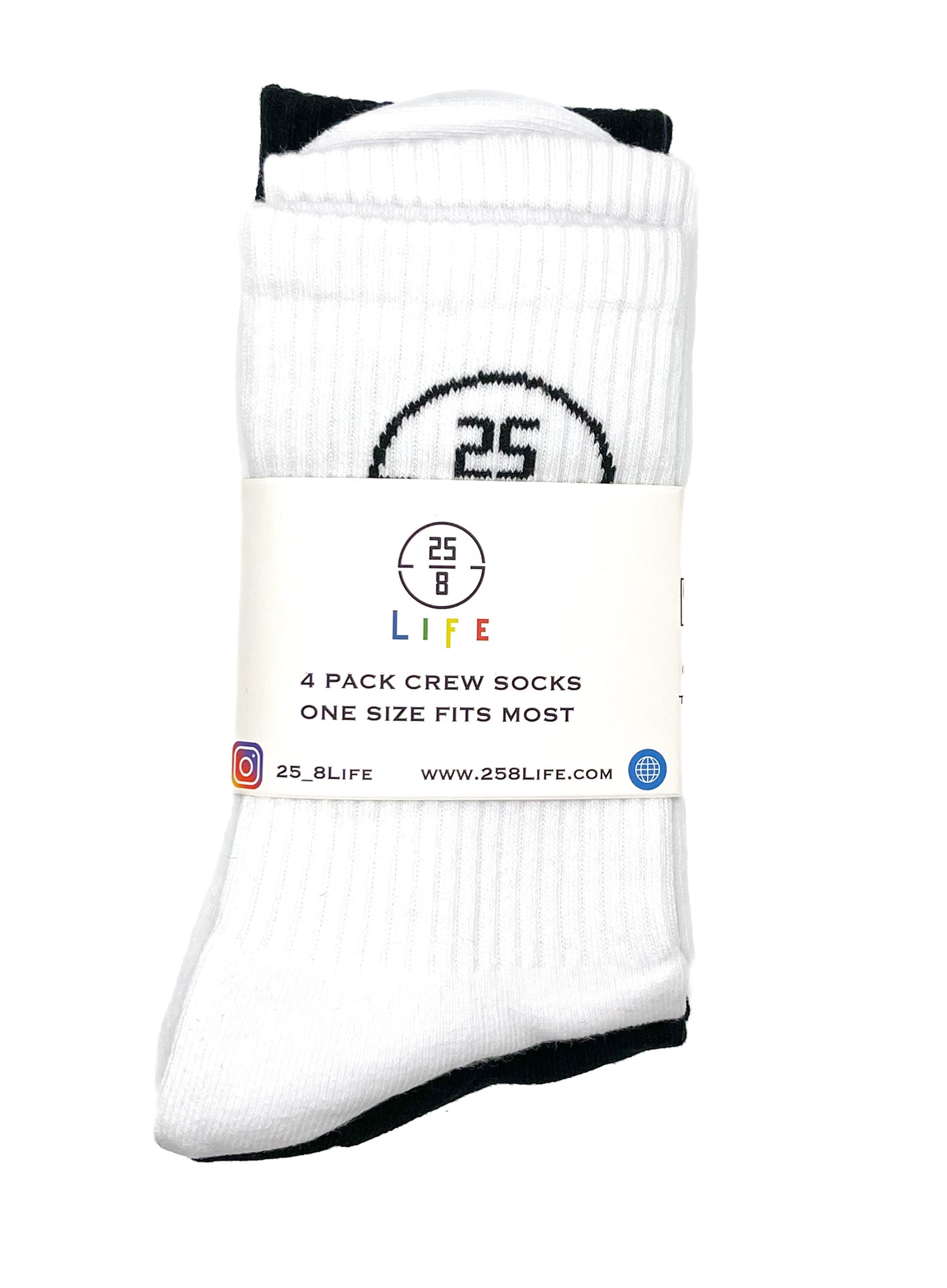 4 Pack 25/8 LIFE Crew Socks