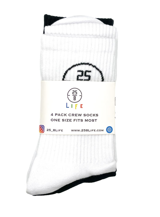 4 Pack 25/8 LIFE Crew Socks