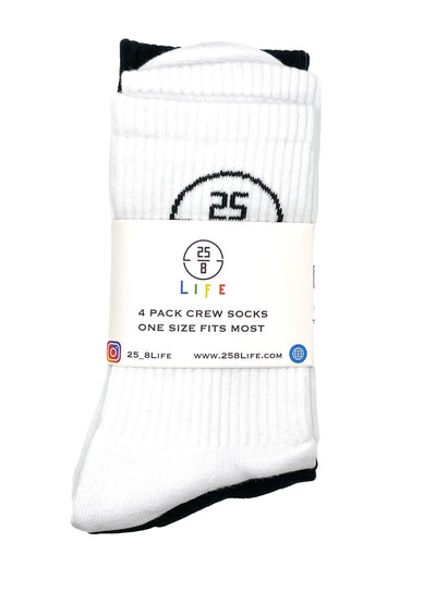 4 Pack 25/8 LIFE Crew Socks