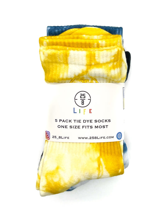 5 Pack 25/8 LIFE Tie Dye Socks