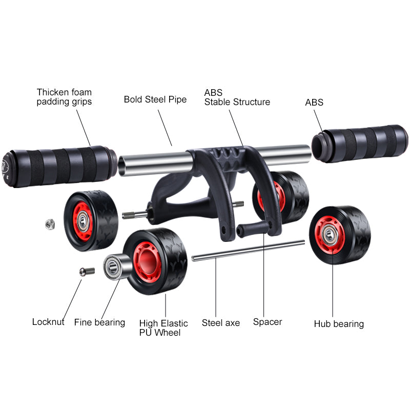 25/8 Life 4 Wheel Abdominal Trainer Ab Wheel - RED - 25/8 Life - TwentyFiveEight Life