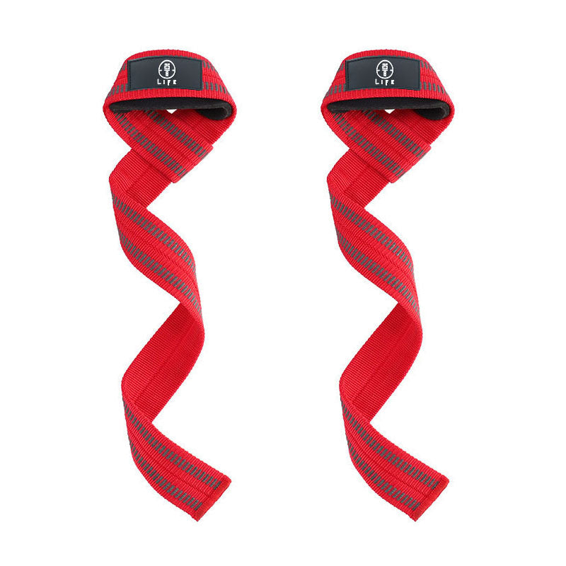 25/8 Life Heavy Duty Padded Lifting Straps with Anti-Slip Rubber Grip (RED)
