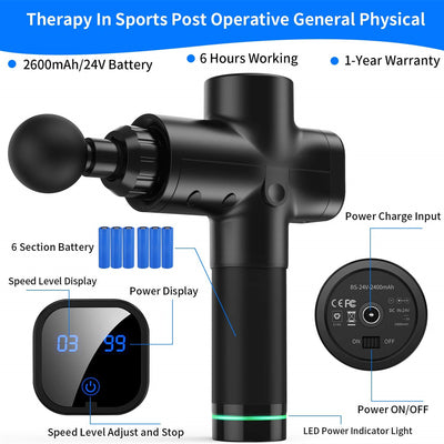 25/8 Life Massage Gun Deep Tissue Muscle Massager with 6 Massage Heads