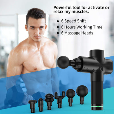 25/8 Life Massage Gun Deep Tissue Muscle Massager with 6 Massage Heads